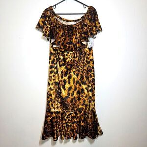 New Leopard Print Mermaid Flounce Dress XL